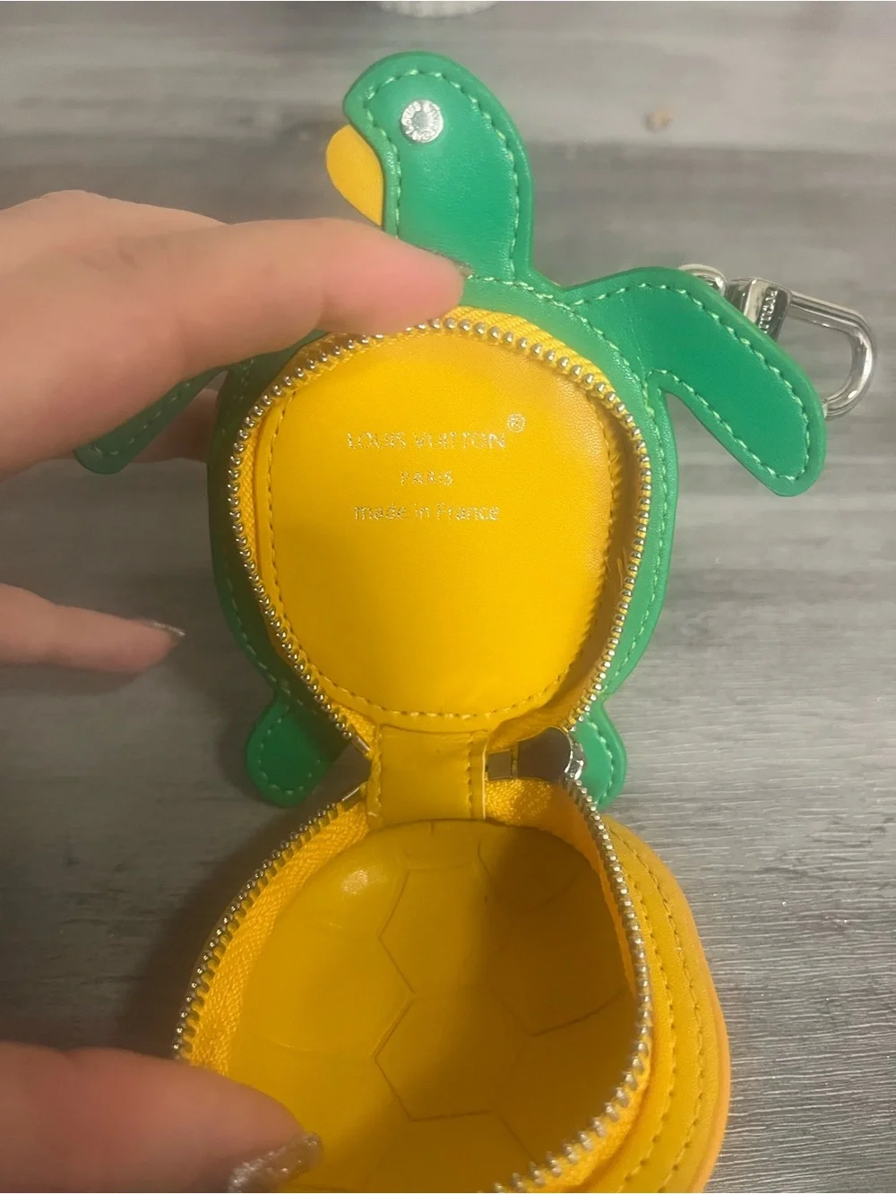 Green & Yellow Turtle Monogram Keychain Pouch